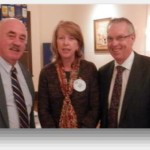 Guest Speaker, Bill Williams with Vicki Gray and Stuart Baker who  accepted a cheque ... proceeds from Solstice catering in July 